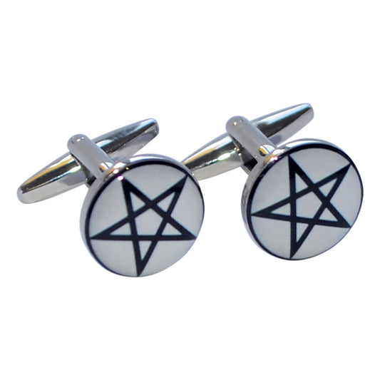 Pentagram Design Round Cufflinks | Ashton and Finch