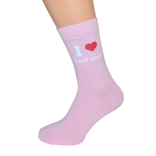 I Love Cockapoos Ladies Pink Socks| Ashton and Finch
