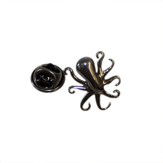 Gunmetal Finish Octopus Design Lapel Pin Badge