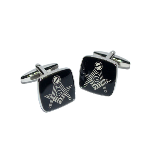 Masonic Black & Silver Cufflinks with G | Ashton and Finch