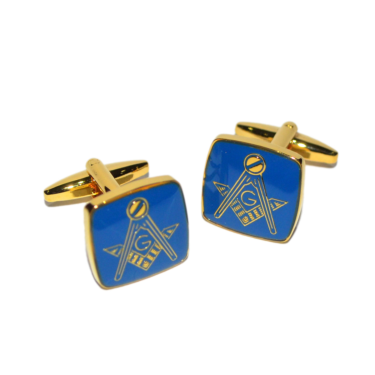 Masonic Blue & Gold Plated Cufflinks with G | Ashton and Finch