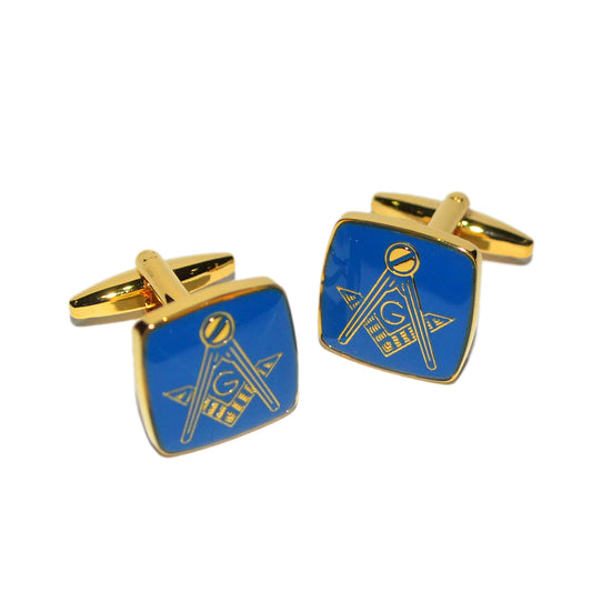 Masonic Blue & Gold Plated Cufflinks with G | Ashton and Finch