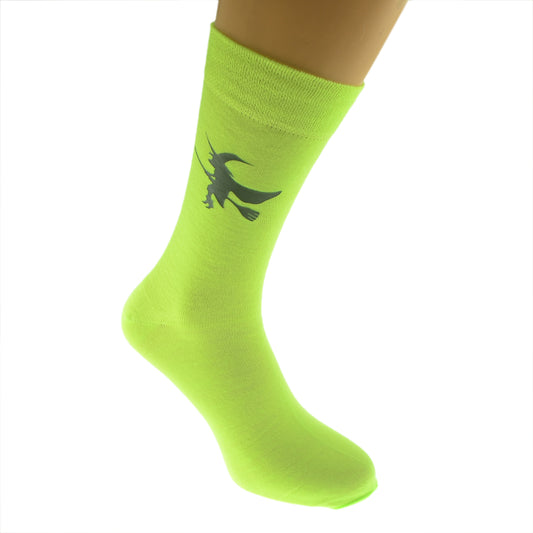 Neon Yellow Mens Halloween Witch Socks| Ashton and Finch