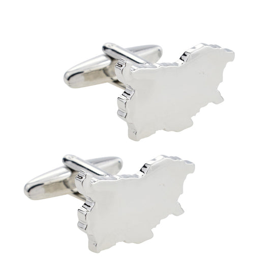 Outline Map of Bulgaria Rhodium Plated Cufflinks | Ashton and Finch