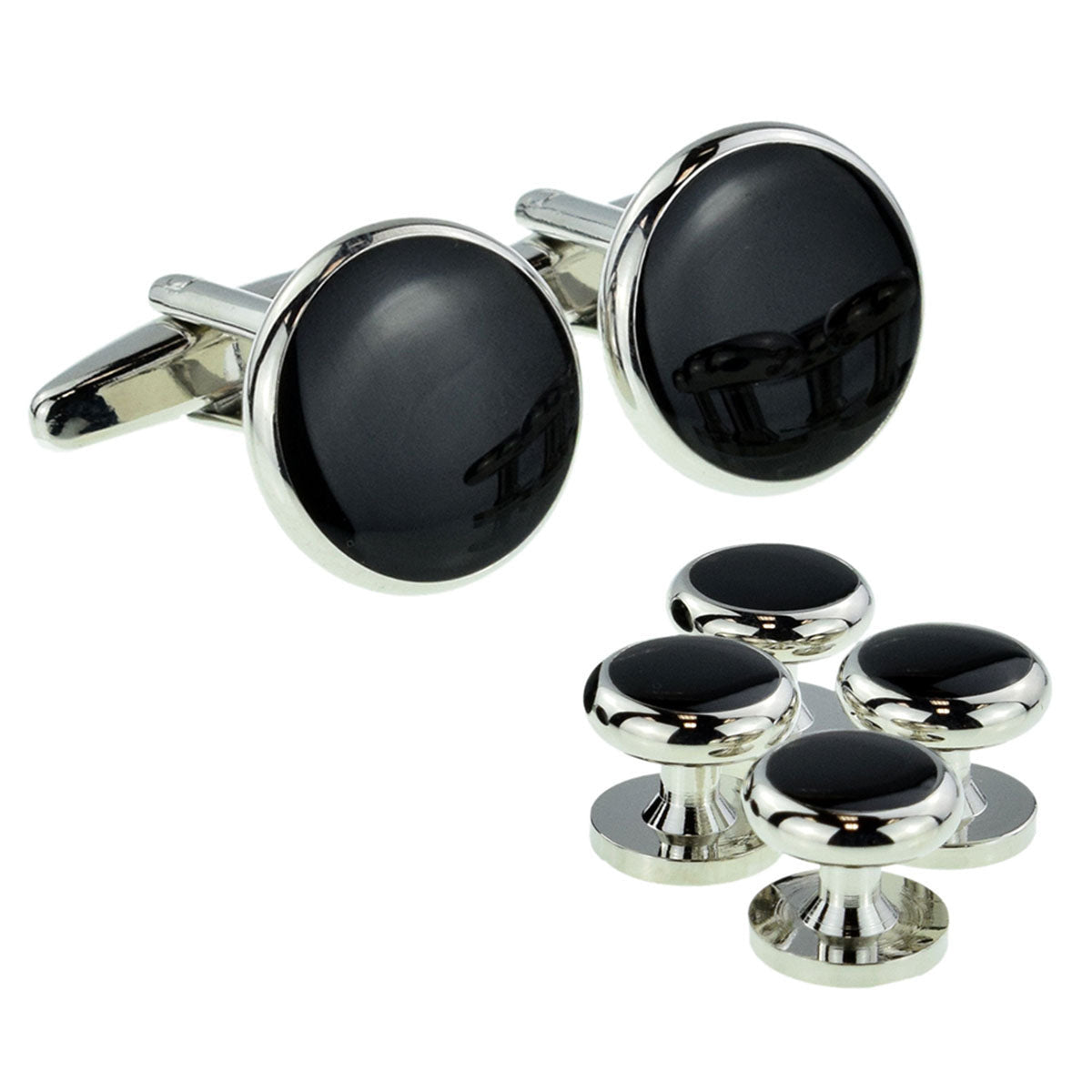 Black Cufflinks & 4 Button Stud Set for Evening Wear | Ashton and Finch