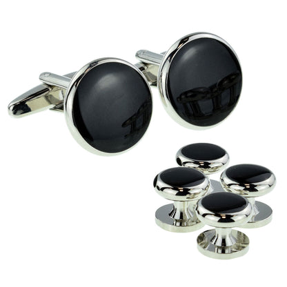 Black Cufflinks & 4 Button Stud Set for Evening Wear | Ashton and Finch