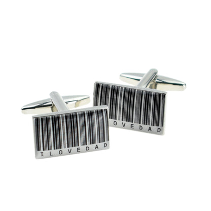 I Love Dad Barcode Design Rectangular Cufflinks | Ashton and Finch