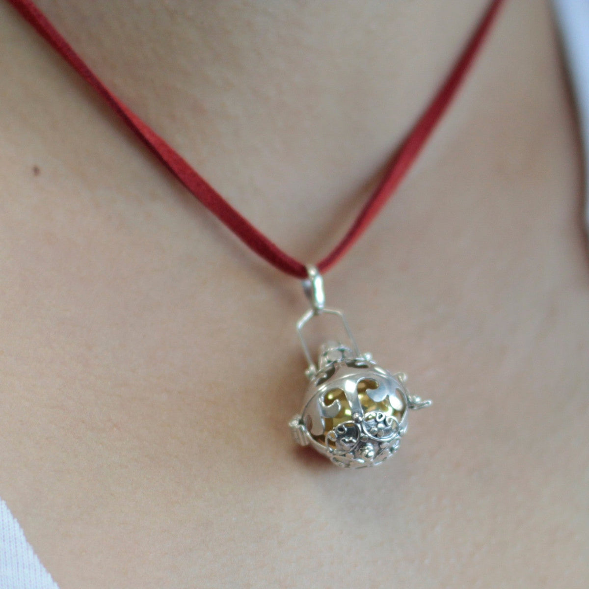 18mm Silver Magic Angel Bell Necklace