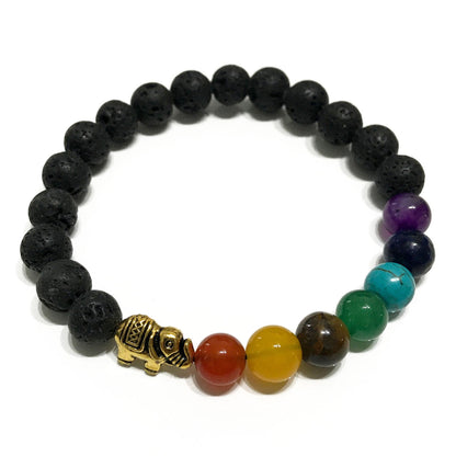 Elephant Chakra Lava Stone Bracelet