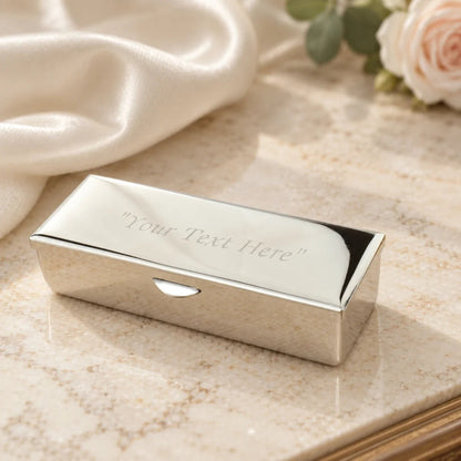 Personalised Silver Finish Lipstick Holder with Mirror in a muted gift setting