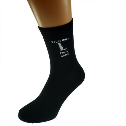 Trust Me I’m A Gofer Mens Black Socks| Ashton and Finch