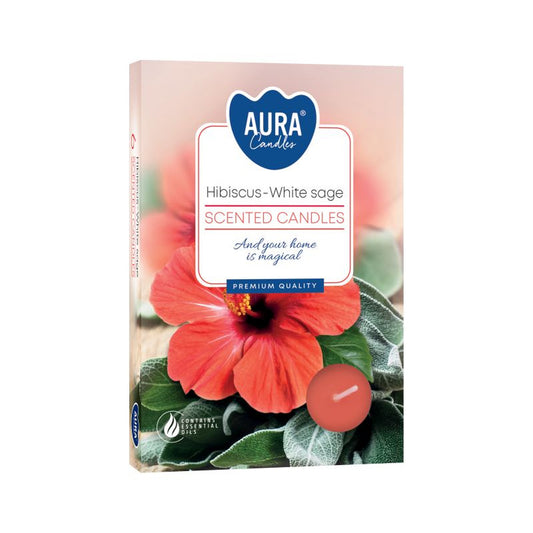Hibiscus White Sage Scented Tealight Candles Pack of 6