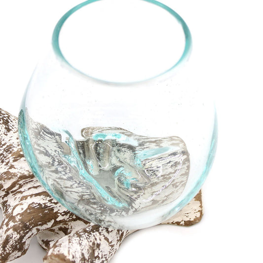 Molten Glass Small Bowl on Whitewash Wood