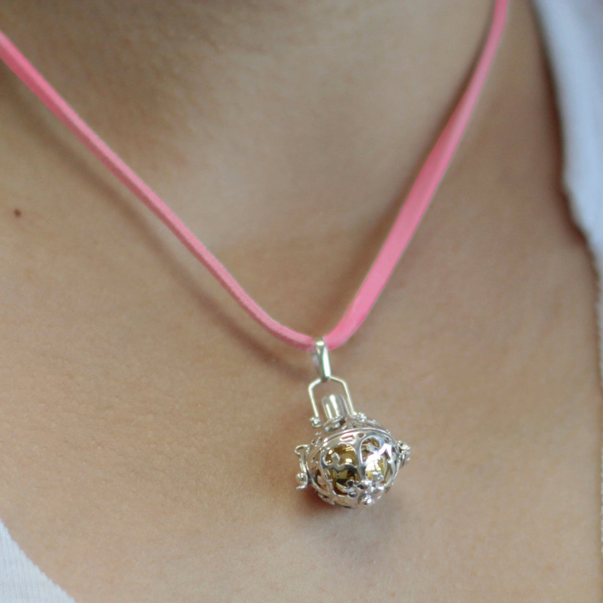 16mm Silver Guardian Angel Bell Necklace