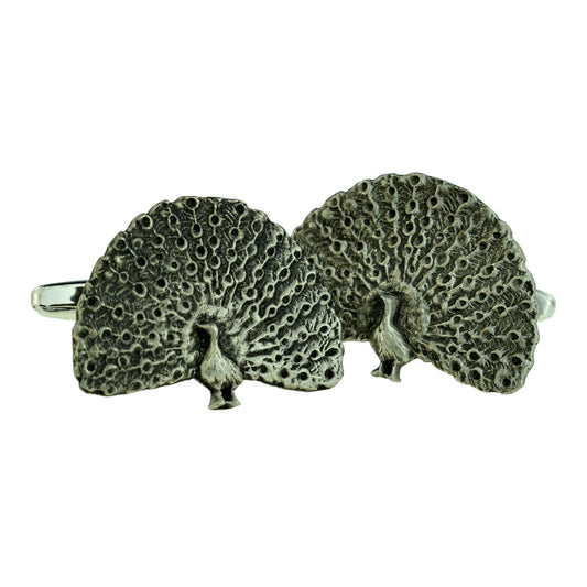 Peacock Bird English Pewter Cufflinks | Ashton and Finch