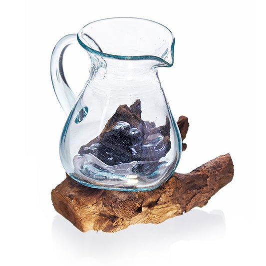 Molten Glass Water Jug on Wood