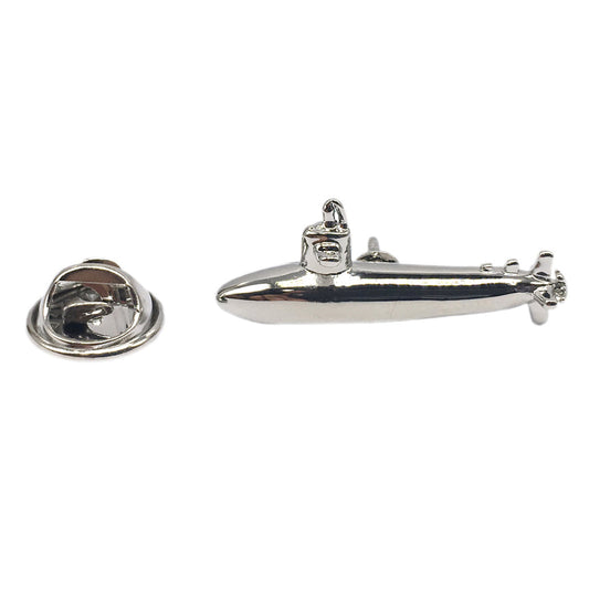 Silver  Submarine Design Lapel Pin Badge