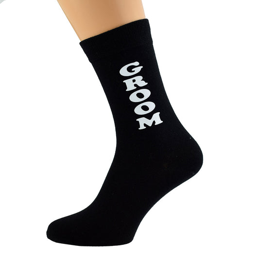 Black Groom Wedding Socks – Vertical Text | Ashton and Finch