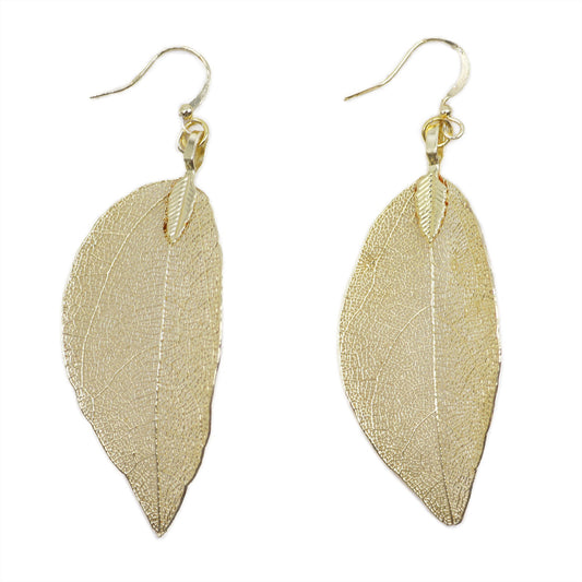 Gold Bravery Leaf Earrings