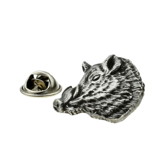 Wild Boar Head English Made Pewter Lapel Pin Badge