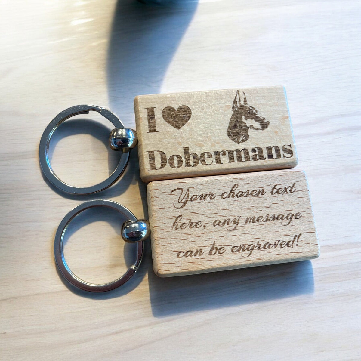 Personalised Wooden Doberman Keyring Dog Lover Gift  | Ashton and Finch