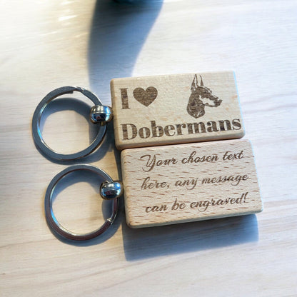 Personalised Wooden Doberman Keyring Dog Lover Gift  | Ashton and Finch