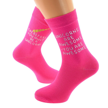 Ladies Hot Pink Socks Novelty Unicorn Socks| Ashton and Finch
