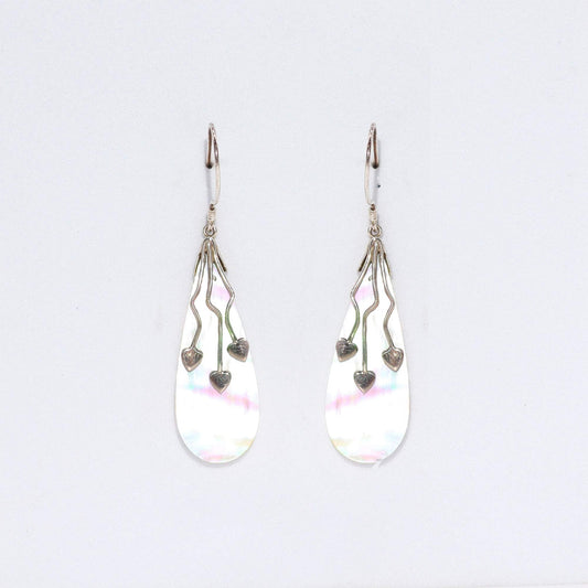 Shell and Silver Three Hearts Earrings - Mother of Pearl