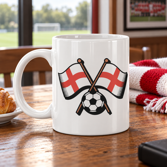 England Football Flag – England Supporters Mug shown in a themed setting