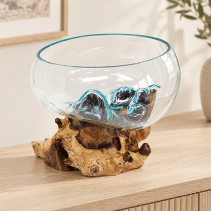 Molten Glass Open Bowl Large on Wood in a muted gift setting