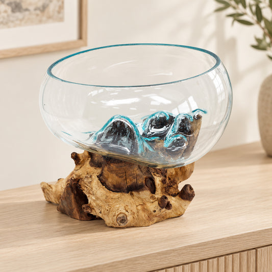 Molten Glass Open Bowl Large on Wood in a muted gift setting