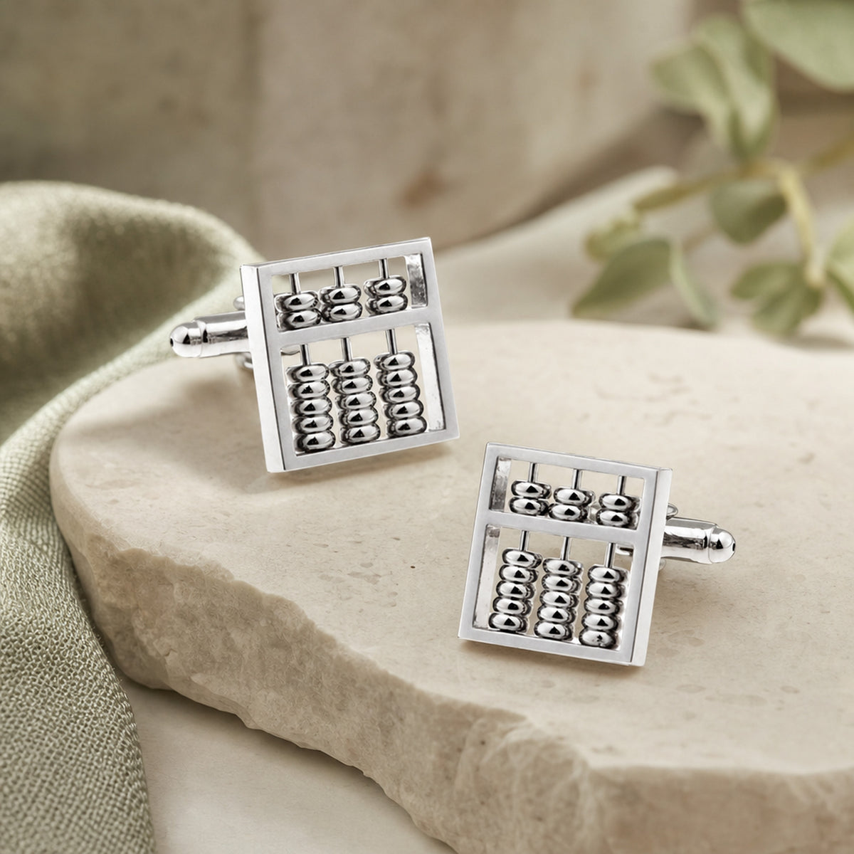 Abacus Cufflinks in a themed setting