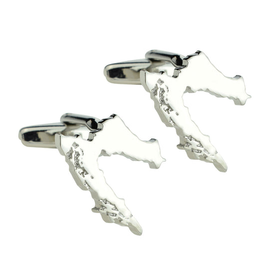 Outline Map of Croatia Rhodium Plated Cufflinks | Ashton and Finch