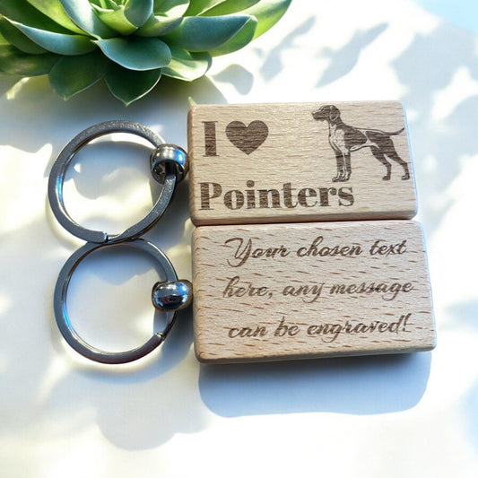 Personalised Wooden Pointer Keyring Dog Lover Gift  | Ashton and Finch