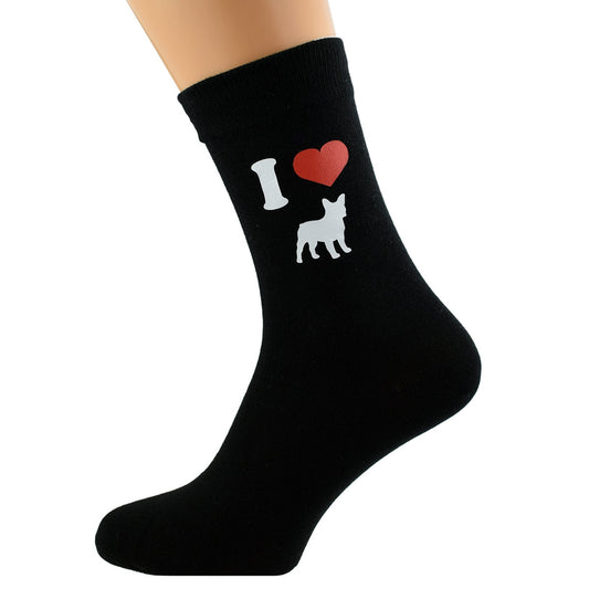 I Love French Bulldogs Mens Black Socks| Ashton and Finch