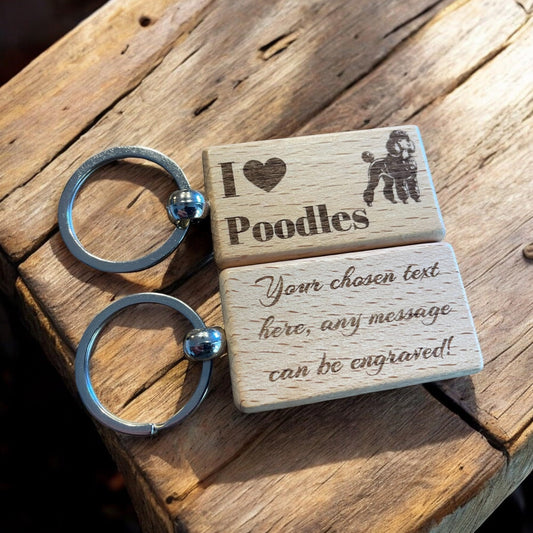 Personalised Wooden Poodle Keyring Dog Lover Gift  | Ashton and Finch
