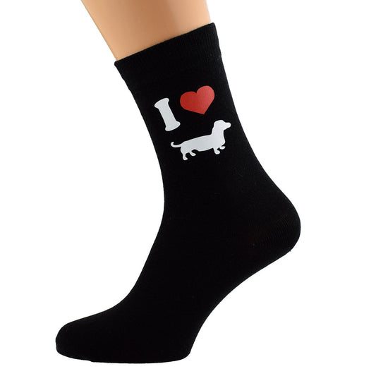 I Love Dachshunds Mens Black Socks| Ashton and Finch