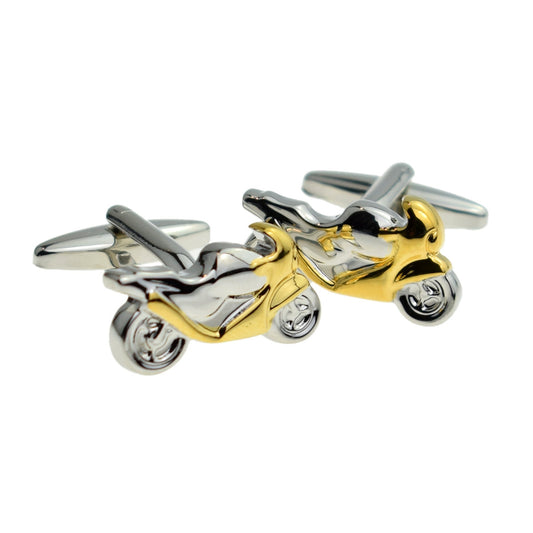 Two Tone Gold & Silver Coloured Sports Motorbike Cufflinks | Ashton and Finch