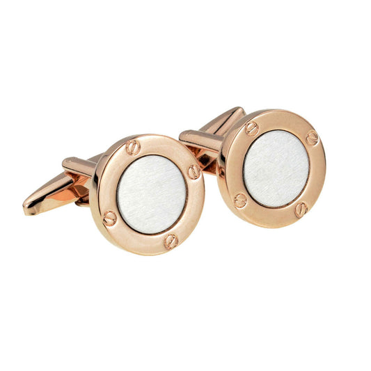Rose Gold and Silver Two Tone Porthole Style Cufflinks (engravable) | Ashton and Finch