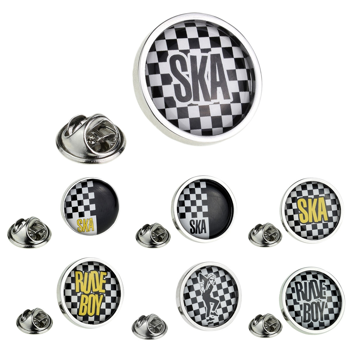 Round Framed Ska Design Pin Badge Selection