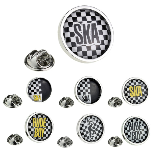 Round Framed Ska Design Pin Badge Selection