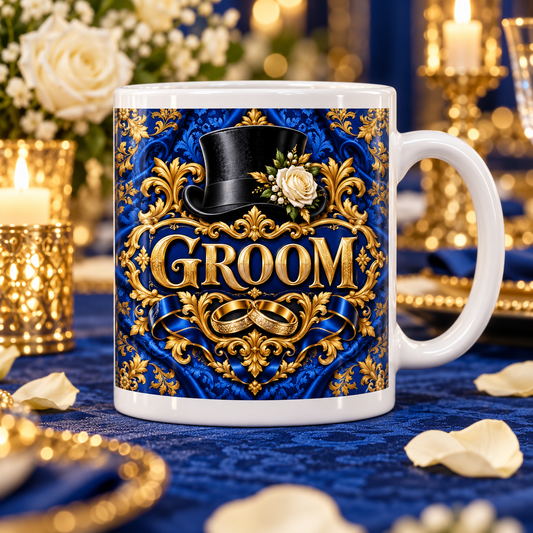 Groom — Royal Blue Wedding Mug — front design
