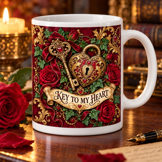 Key to My Heart — Enchanted Rose Mug – front design
