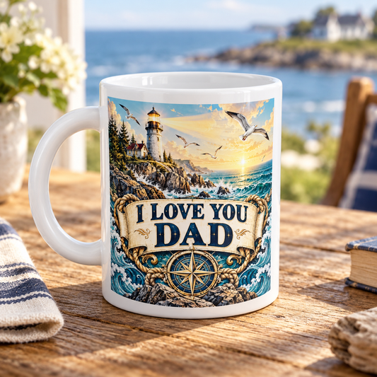 I Love You Dad – Lighthouse Mug — front design