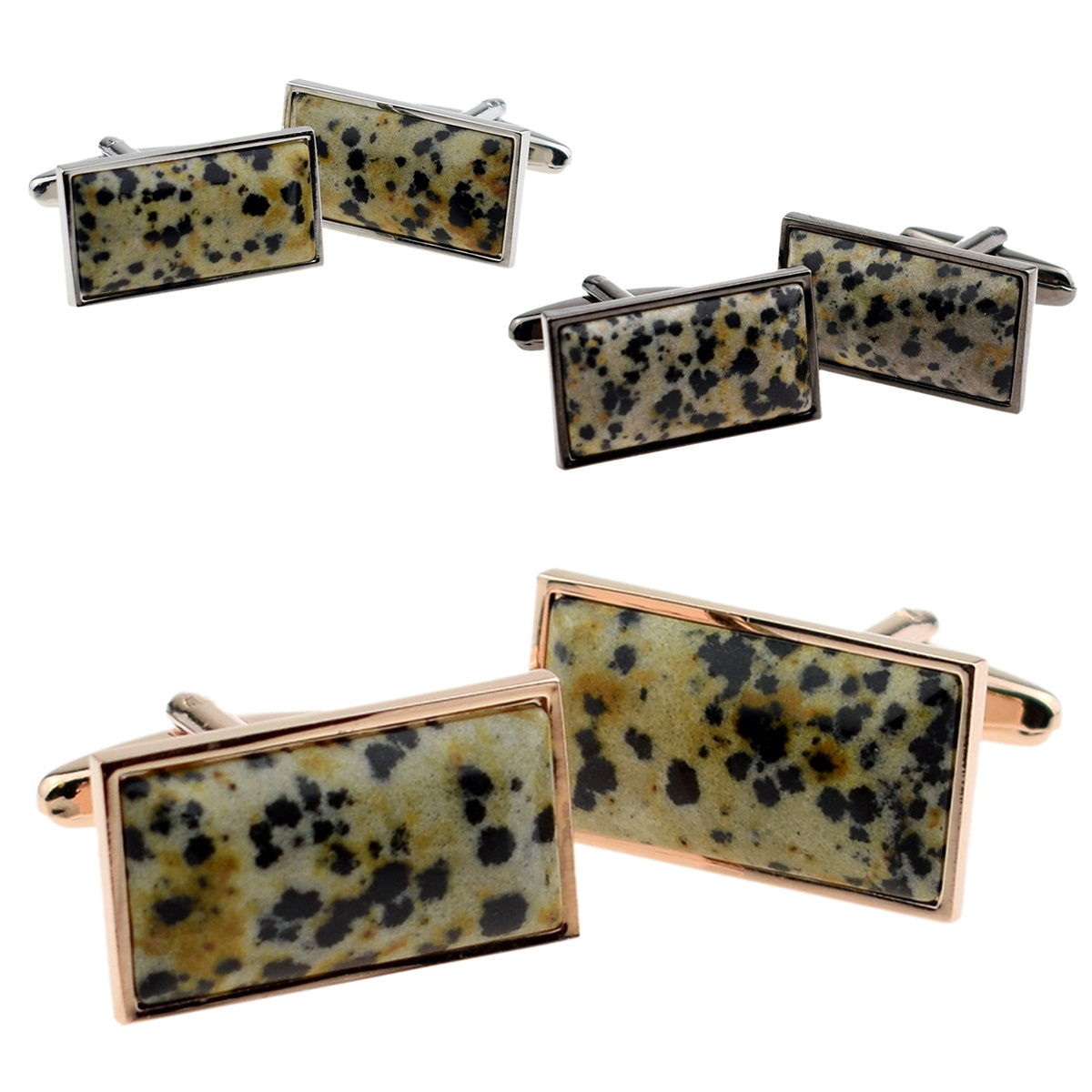 Natural Speckled Stone Insert Rectangular Cufflinks | Ashton and Finch