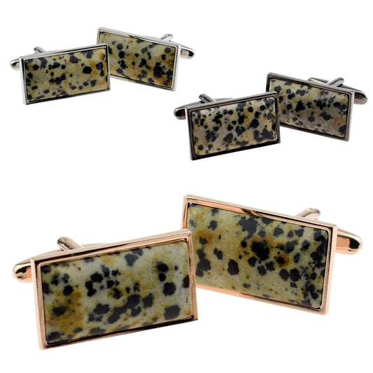 Natural Speckled Stone Insert Rectangular Cufflinks | Ashton and Finch