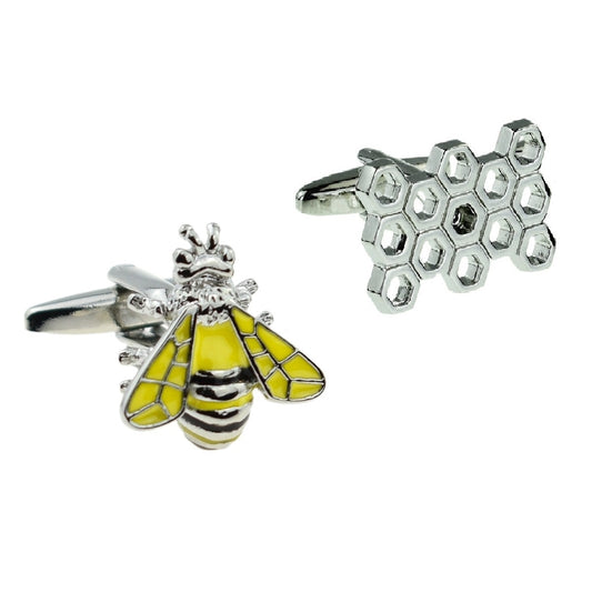 Honey Bumble Bee & Honeycomb mixed pair of cufflinks | Ashton and Finch