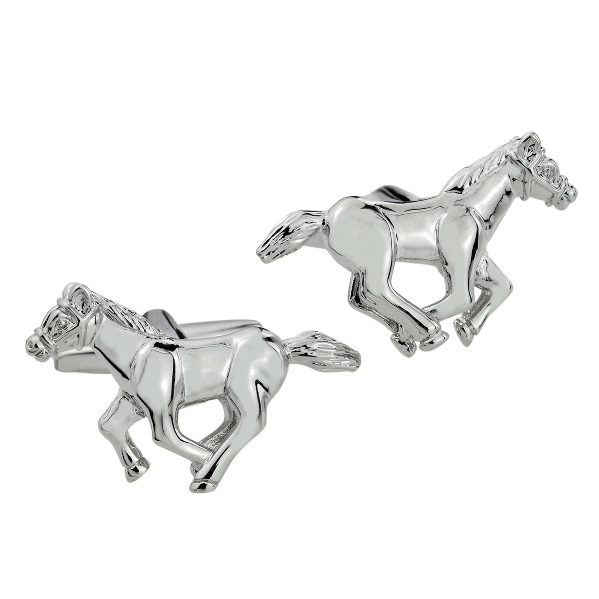 Galloping Horse Rhodium Plated Cufflinks | Ashton and Finch