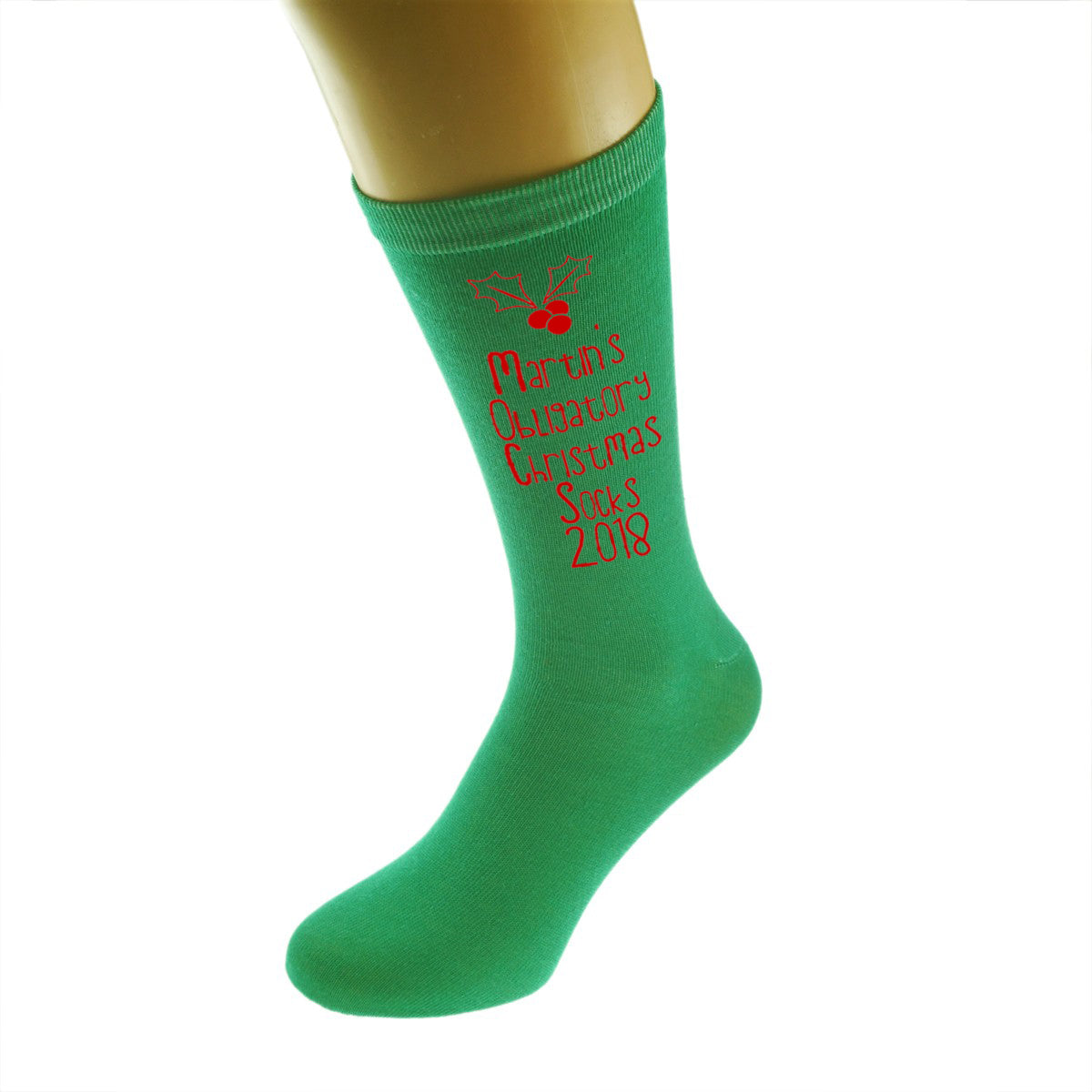 Personalised Obligatory Green Red Mens Christmas Socks| Ashton and Finch