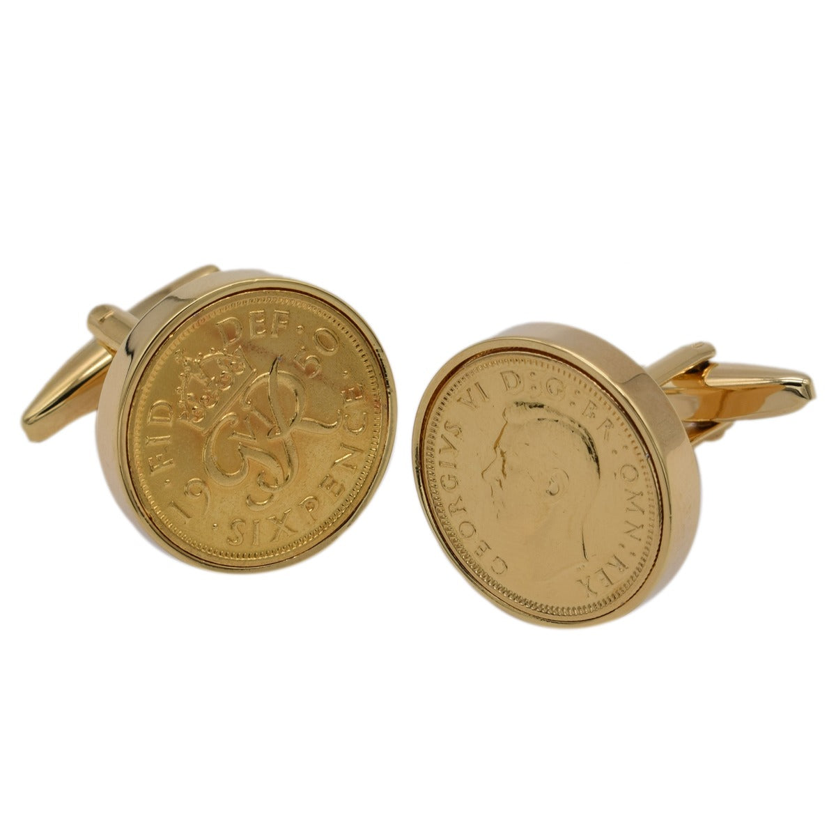 Gold plated Lucky Sixpence in Gold Plated Cufflinks | Ashton and Finch